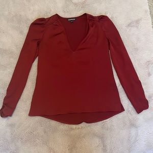 Express Red V-Neck Blouse
